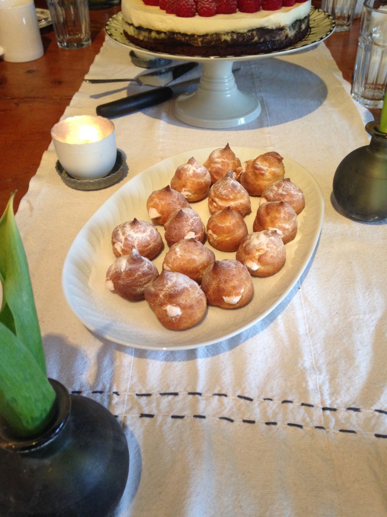 Cream puffs on the coffee table