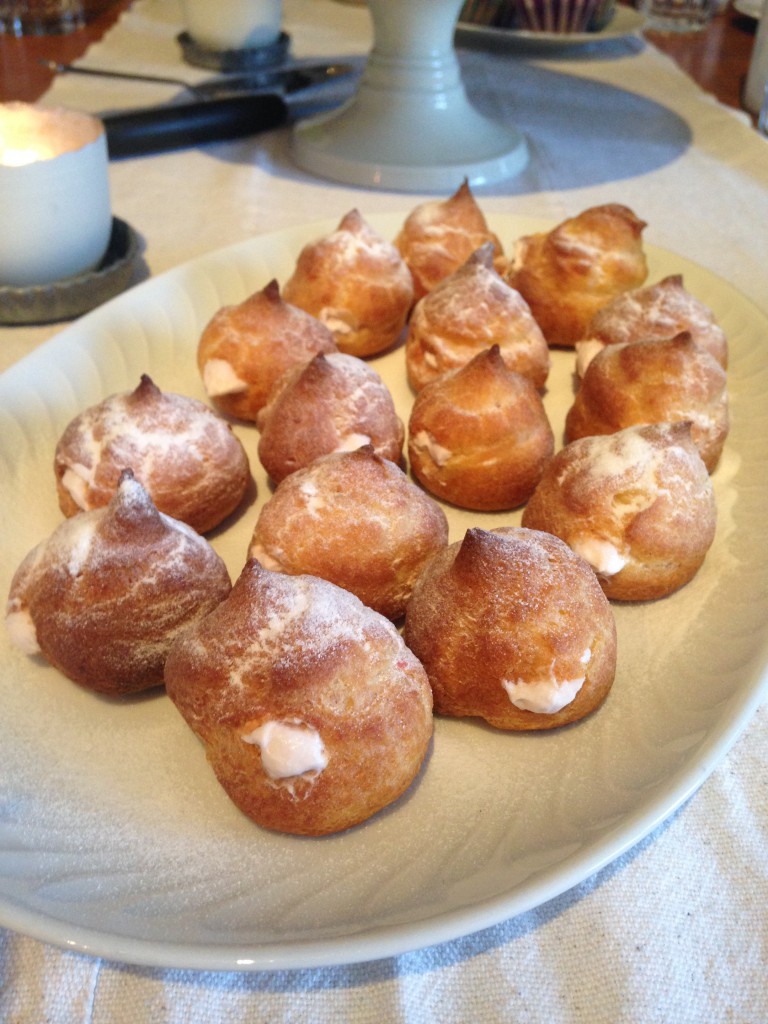 Cream puffs on the table